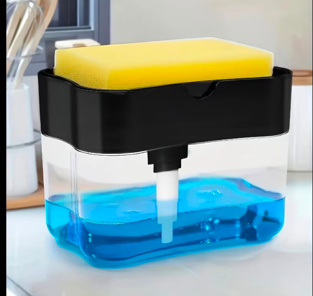 dispensador de jabón lavaplatos con portaesponja